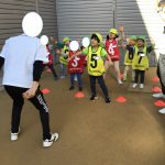 そら組、たいよう組。サッカー教室がありました。