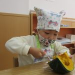 かぼちゃの種取り(うみ)