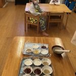 食育 そら組 ごまをすって、副菜を盛り付けよう