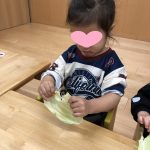 そよかぜ組のキャベツちぎり