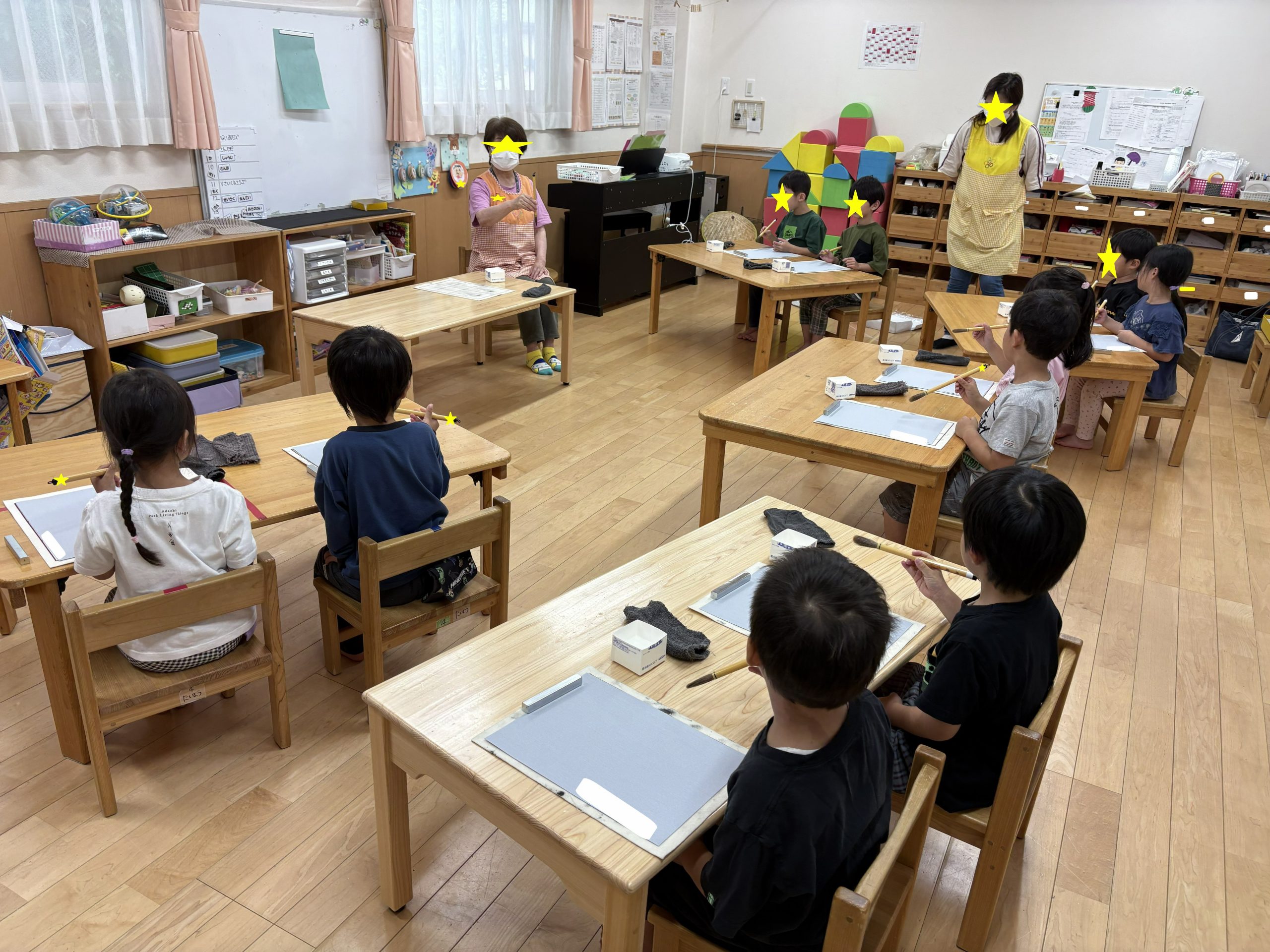 たいよう組初めての習字