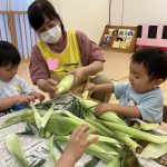 そよかぜ・トウモロコシの皮むき